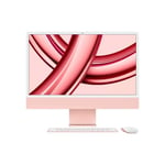 Apple iMac 24" écran rétina 4,5K 256 Go SSD 8 Go RAM Puce M3 CPU 8 cœurs GPU 8 cœurs Rose Nouveau
