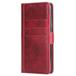 Mipcase Leather Case for Samsung S9+, Multi-function Flip Phone Case with Iron Magnetic Buckle, Wallet Case with Card Slots [6 Slots] Kickstand Business Cover for Samsung S9+ (Red)