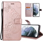 COTDINFORCA Wallet Case for Sony Xperia 1 II Slim Magnetic Closure Retro Leather PU Bookstyle Flip Stand with Card Slots Case Cover for Sony Xperia 1 II Big Butterfly Rose Gold KT