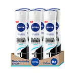 Nivea Black & White Invisible Fresh Déodorant Spray 6 x 150 ml, Deo Spray frais et anti-halos, Spray anti-transpirant parfumé qui protège la peau et les vêtements