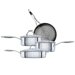 Circulon SteelShield C Series Stainless Steel Induction Hob Pan Set of 4 - Pots and Pans Set with Hybrid Non Stick, Metal Utensil Safe & Dishwasher Safe Cookware