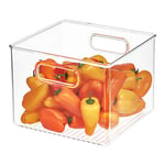 iDesign Fridge Organiser, Stackable Storage Container with Handles, Large & Deep BPA-free Clear Drawer Organizer for Kitchen, Fridge and Refrigerator, Practical Organization, 20.3x20.3x15.2cm