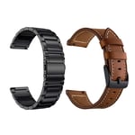 Yeejok Compatible with Samsung Galaxy Watch 3 45mm Straps, 22mm Samsung Galaxy Watch 46mm Metal Strap, Samsung Gear S3 Frontier/Classic Leather Watch Band for Men Women, Black + Brown