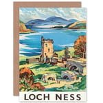 Travel Scotland Castle Loch Ness British Railways Greetings Card Plus Envelope Blank inside