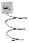 tesa EKKRO Hair Dryer Holder - No Drill Wall Mounted Chromed Metal Blow Dryer Holder - Stainless - Waterproof - Includes Removable Glue Solution