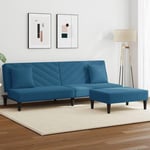 2 personers sofa med puder velour blå