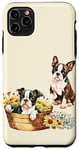 iPhone 11 Pro Max Boston Terrier Puppies in Floral Wicker Basket Case