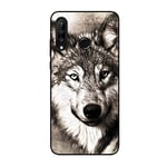 Aksuo Compatible with Huawei P30 Lite Noir Coque, Noir Gel Silicone TPU Souple Bumper Case Cover de Protection Premium Surface Housse Etui Motif imprimé - Tête de Loup féroce