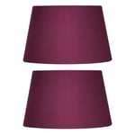 2 Pack - Wine Red 14" Cotton Drum Vintage Tapered Fabric Lampshade with Reversible Gimble & Shade Reducing Ring to Fit All Types of Lampholders - Sold in Pairs