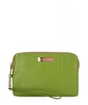 Smith & Canova Womens Embossed Leather USB Charging Purse Clutch Bag - Lime Green - One Size