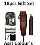 Wahl 18 Pc Men Hair Clipper Kit Gift Set Nose Trimmer Groom Cutting Main Power