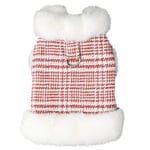 N\C Small Dog Winter Coat with Hood Plaid Fleece Puppy Clothes Super Soft Warm Cotton Padded Chihuahua Hoodie Sweater Cold Weather Pet Apparel Clothing Outfit for Girl Boy Doggie Cats