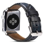 Apple Watch 9/8/7/6/5/4/3/2/1/SE - 41/40/38mm Armband i äkta läder 22mm Blå