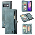CaseMe Samsung Galaxy S10 Rymligt plånboksfodral med många kortfack, Blå