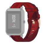 XIAODUAN-Original strap- 20mm Stripe Weave Nylon Wrist Strap Watch Band for Huami Amazfit GTR 42mm / GTS/BIP/BIP Lite(Grey). (Color : Red)