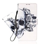IMEIKONST Samsung A40 Case 3D Creative Pattern Design PU Leather Flip Bookstyle Card Slot Holder Wallet Magnetic Cover Stand Compatible for Samsung Galaxy A40 3D Skull YB