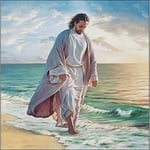MKAN Jesus Is Walking On Water Poster, Canvas Print Wall Art Picture Painting, Home Deco Pictures 50X50Cm