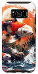 Galaxy S8 two anime koi fish asian carp lucky goldfish sunset waves Case