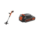 BLACK+DECKER 18V Cordless 28 cm String Grass Trimmer 2.0Ah Lithium Ion Battery & BL2018-XJ 2 Ah Lithium Ion Battery, 18 V