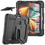iPad Pro 11 Case 2022/2021/2020/2018, Heavy Duty Protective Case for iPad Pro 11 with Screen Protector Pencil Holder Hand Strap