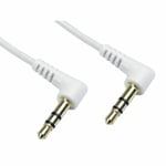 3.5mm Jack Right Angle AUX Cable Lead Stereo to Plug Headphone GOLD White 2m