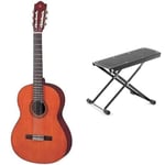 Yamaha CS40II Classical Guitar for Learners, 3/4 Size & TIGER GST35-BK | Guitar Footstool | Height Adjustable Folding Footrest