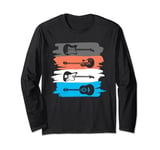 Electric And Acoustic Guitars Within Paint Brush Strokes Long Sleeve T-Shirt