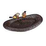 Relaxdays Abreuvoir en Fonte illustré avec oiseaudécoration jardinmangeoire Oiseau Sauvage 24 cm de Large Brun, Marron