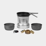 Trangia Gaskök 27 Small, 2100 W + 2 kittlar i HA / hårdanodiserad aluminium 1 stekpanna NS Non Stick-teflon vindskydd UL UltraLight-aluminium griptång rem, Winter Gas (230 gram)
