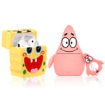 DUANJIN Case for Airpod 2/1 Fashion Cute Silicone Fun Cartoon Cover Kawaii Cool for AirPods 2&1 Unique Design for Air Pods Cases Funny Character for Girls Boys Kids SpongeBob+Patrick (2 Packs)