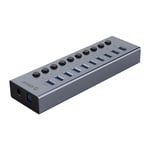 Orico Hub 10x USB-A 3.0 med strömbrytare - Grå
