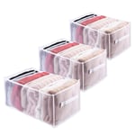 3PCS Tvättbar Garderobsarrangör, 7 Rutnät Fällbar Synlig Klädfack Förvaringslåda Garderob Låda Organizer Mesh Divider Box