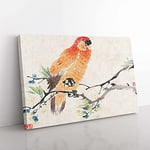 Big Box Art Parrot by Ren Yi Painting Canvas Wall Art Print Ready to Hang Picture, 76 x 50 cm (30 x 20 Inch), White, Cream, Grey, Brown, Orange