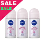 Nivea Pearl Beauty Deodorant Roll-On Whitening Extract 3 x 50ml 1.69oz