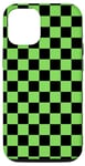 iPhone 15 black & Green Classic Checkered Pattern Checker Checkerboard Case