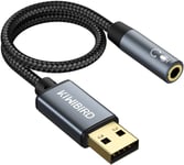 KiWiBiRD USB to 3.5mm Headphone Microphone Audio Jack Adapter, TRRS 4-pole 1/8"
