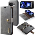 DG.MING Google Pixel 9a Plånboksfodral med avtagbart skal, Brown