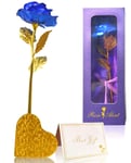 BOYUJK Rose Gifts for Her, 24k Gold Galaxy Rose, Artificial Rose Flower, Infinity Rose Gift for Girlfriend Women Valentine's Day Mother's Day(Blue rose
