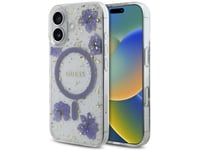 Etui Guess Resin Flowers Glitter Magsafe Do Apple Iphone 16 Fioletowy