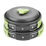 Pan Bowel Set 8Pcs/Set Portable Cookware Cooking Pot Heat Insulation Foldable for Outdoor Travel Camping Picnic (Green)