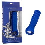 Admiral Blue Liquid Silicone Beaded Extension Penis Sleeve Ribbed Cock Sheath