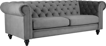 Skånska Möbelhuset Royal Chesterfield 3-sits soffa i grå sammet
