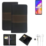Wallet Case + headphones for Oppo A94 5G Protective Cover Brown
