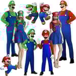 Super Mario Luigi kostym Cosplay för vuxna barn Mario Red Women L-(165-170cm) Mario Red Women XL-(170-175cm)
