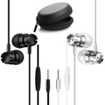2 Packs Earbud Headphones with Remote & Microphone and Case, SourceTon Earphone Stereo Noise Isolating Tangle Free for iOS and Android, Fits All 3.5mm Interface Device- Black & White