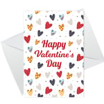 Happy Valentine's Day Card For Girlfriend Wife Cute Hearts Romantic Valentine
