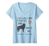 Womens Alaskan Malamute Gift I Just Want To Drink Coffee & Snuggle V-Neck T-Shirt