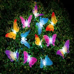 Guirlande Lumineuse Solaire Multicolore avec Papillons - Étanche, Éclairage Extérieur, Jardin, Terrasse (20 led)