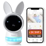 Arenti AInanny Cam - Multifunktionell baby monitor 3MP/2K - Ljuddetektering - Färgglatt LED-ljus - Temperatursensor
