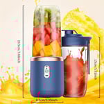 Bleu Un presse-agrumes rechargeable par avec 2 tasses, extracteur de jus sans fil, blender portable pour smoothies, fruits et boissons, idéal maison et voyage